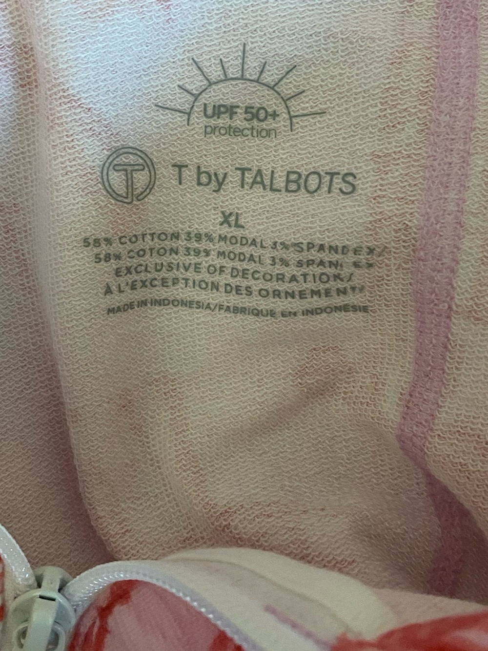 T by Talbots Pink Tropical Palm Print Quarter Zip Long Sleeve Top SZ XL uPF 50+ - Picture 14 of 15